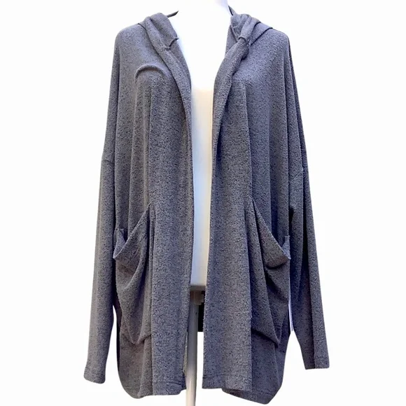 SOLD🏷NEW Young Fabulous & Broke Grey Hooded Open Front Cardigan, Small - Picture 2 of 9